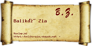 Balikó Zia névjegykártya